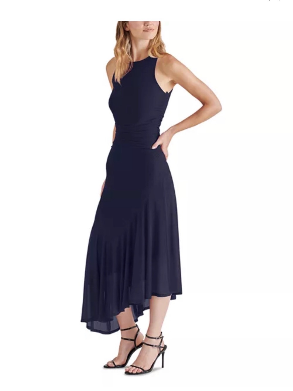 Steve Madden Navy High-Low Sleeveless Midi Dress
